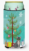 Asian Cat Merry Christmas Tree Tall Boy Hugger Can Cooler Sleeve Machine Washable Drink Collapsible Insulator Beverage Insulated Holder