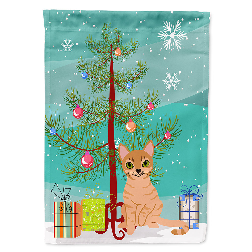 Australian Mist Cat Merry Christmas Tree House Flag 28x40 Porch Sleeve Pole Decorative Outside Yard Banner Artwork Wall Hanging, Polyester