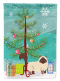 Birman Cat Merry Christmas Tree House Flag 28x40 Porch Sleeve Pole Decorative Outside Yard Banner Artwork Wall Hanging, Polyester