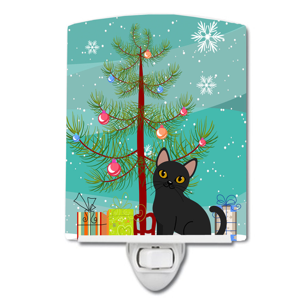 Bombay Cat Merry Christmas Tree Ceramic Night Light Compact, UL-Certified, Ideal for Bedroom, Bathroom, Nursery, Hallway, Kitchen, 6x4x3, Multicolor