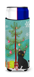 Bombay Cat Merry Christmas Tree Slim Can Hugger , Insulated Foam Hugger for 12 oz Slim Cans, Beer Bottles & Water Bottles, Printed in USA