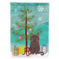Chartreux Cat Merry Christmas Tree House Flag 28x40 Porch Sleeve Pole Decorative Outside Yard Banner Artwork Wall Hanging, Polyester