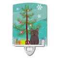 Chartreux Cat Merry Christmas Tree Ceramic Night Light Compact, UL-Certified, Ideal for Bedroom, Bathroom, Nursery, Hallway, Kitchen, 6x4x3, Multicolor