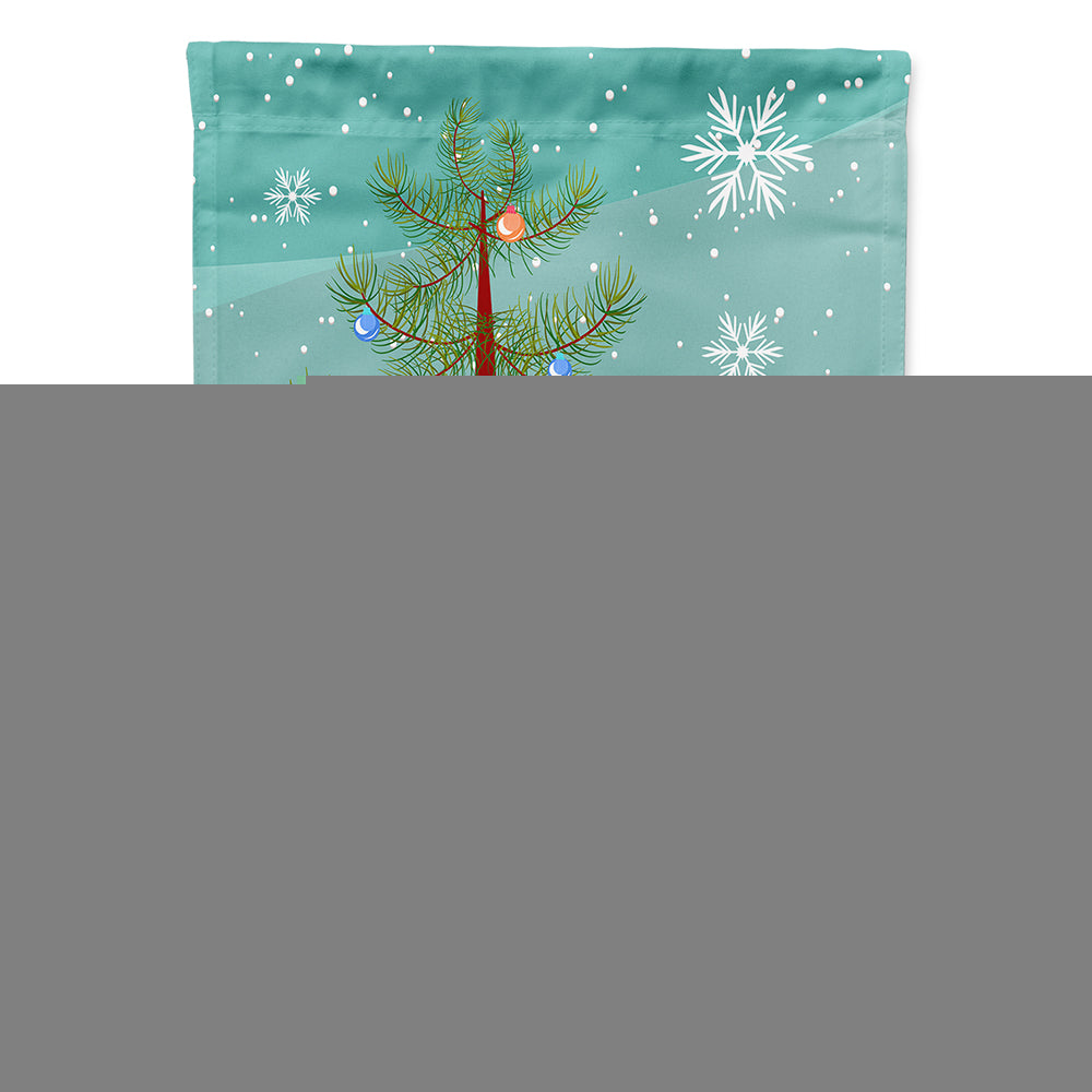 Foreign White Cat Merry Christmas Tree House Flag 28x40 Porch Sleeve Pole Decorative Outside Yard Banner Artwork Wall Hanging, Polyester