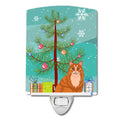 Maine Coon Cat Merry Christmas Tree Ceramic Night Light Compact, UL-Certified, Ideal for Bedroom, Bathroom, Nursery, Hallway, Kitchen, 6x4x3, Multicolor