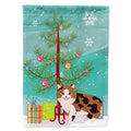 Manx Cat Merry Christmas Tree House Flag 28x40 Porch Sleeve Pole Decorative Outside Yard Banner Artwork Wall Hanging, Polyester