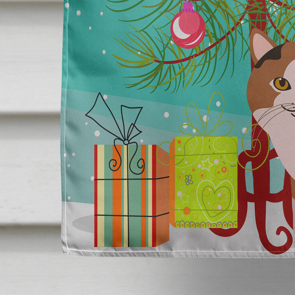 Manx Cat Merry Christmas Tree House Flag 28x40 Porch Sleeve Pole Decorative Outside Yard Banner Artwork Wall Hanging, Polyester