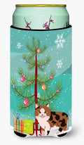 Manx Cat Merry Christmas Tree Tall Boy Hugger Can Cooler Sleeve Machine Washable Drink Collapsible Insulator Beverage Insulated Holder