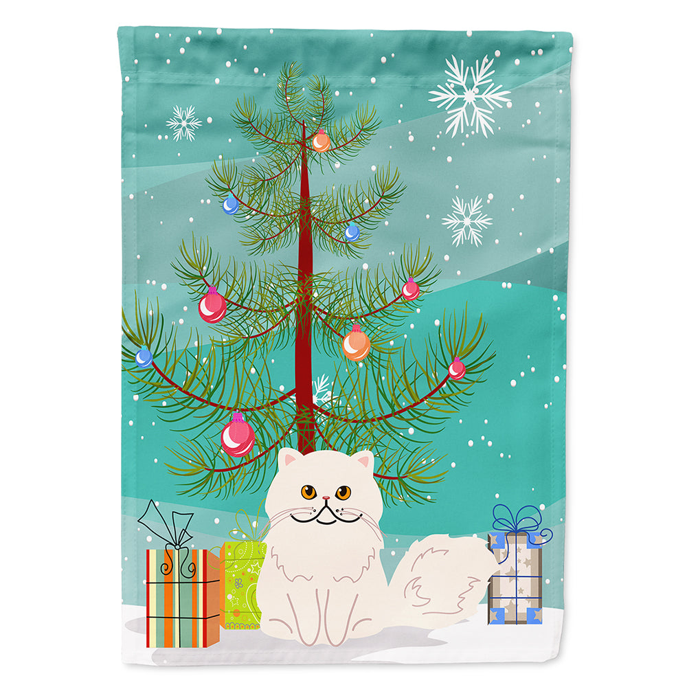 Persian Cat Merry Christmas Tree House Flag 28x40 Porch Sleeve Pole Decorative Outside Yard Banner Artwork Wall Hanging, Polyester