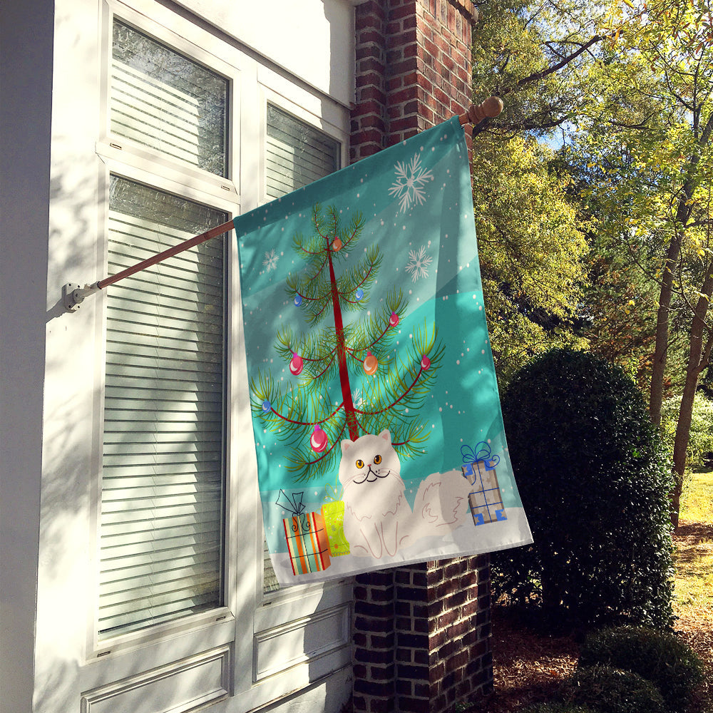 Persian Cat Merry Christmas Tree House Flag 28x40 Porch Sleeve Pole Decorative Outside Yard Banner Artwork Wall Hanging, Polyester