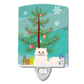 Persian Cat Merry Christmas Tree Ceramic Night Light Compact, UL-Certified, Ideal for Bedroom, Bathroom, Nursery, Hallway, Kitchen, 6x4x3, Multicolor