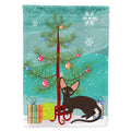 Peterbald Cat Merry Christmas Tree House Flag 28x40 Porch Sleeve Pole Decorative Outside Yard Banner Artwork Wall Hanging, Polyester