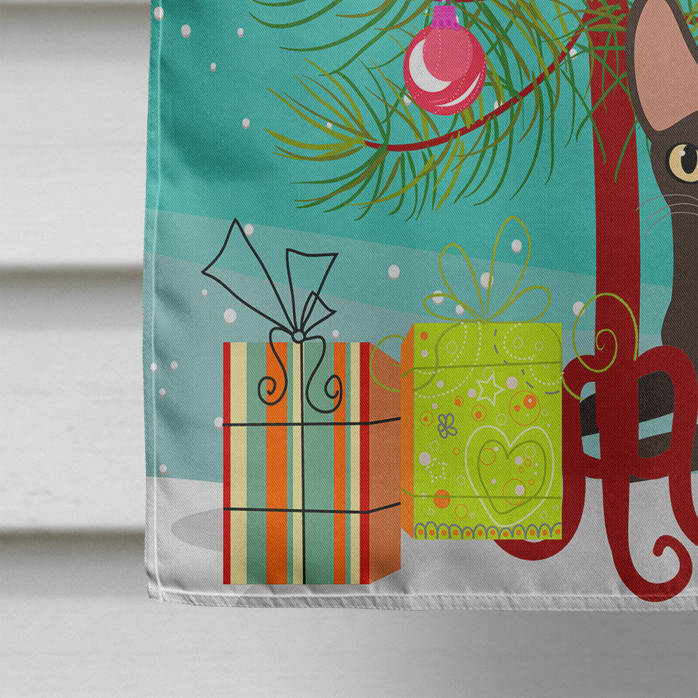 Peterbald Cat Merry Christmas Tree House Flag 28x40 Porch Sleeve Pole Decorative Outside Yard Banner Artwork Wall Hanging, Polyester