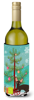 Peterbald Cat Merry Christmas Tree Wine Bottle Hugger Gift Sleeve for Standard 750 ml Bottles, Insulated Reusable Also Fits Mini Shot & Pint Bottles