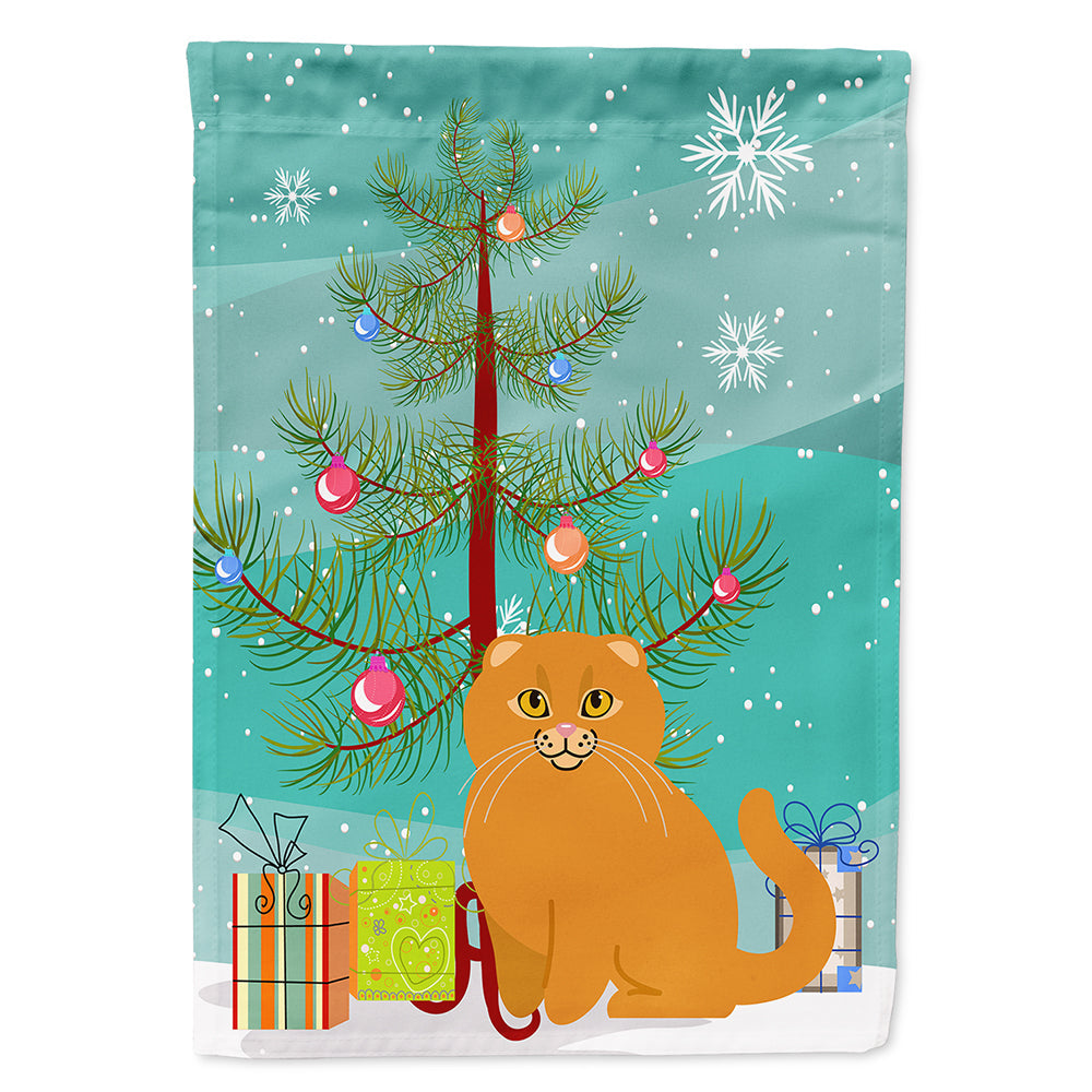 Scottish Fold Cat Merry Christmas Tree House Flag 28x40 Porch Sleeve Pole Decorative Outside Yard Banner Artwork Wall Hanging, Polyester