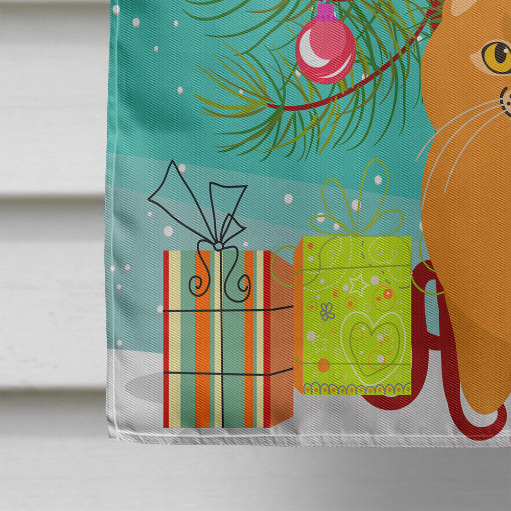 Scottish Fold Cat Merry Christmas Tree House Flag 28x40 Porch Sleeve Pole Decorative Outside Yard Banner Artwork Wall Hanging, Polyester
