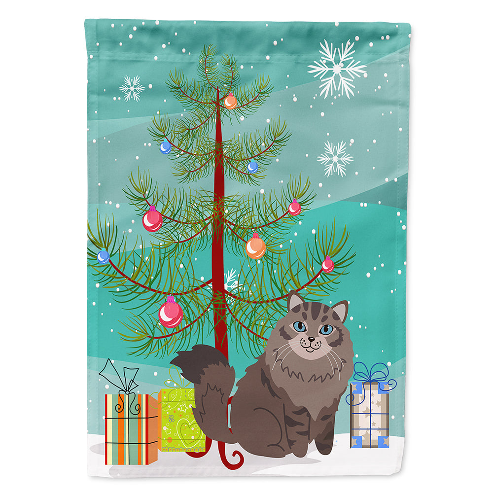 Siberian Cat Merry Christmas Tree House Flag 28x40 Porch Sleeve Pole Decorative Outside Yard Banner Artwork Wall Hanging, Polyester