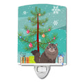 Siberian Cat Merry Christmas Tree Ceramic Night Light Compact, UL-Certified, Ideal for Bedroom, Bathroom, Nursery, Hallway, Kitchen, 6x4x3, Multicolor