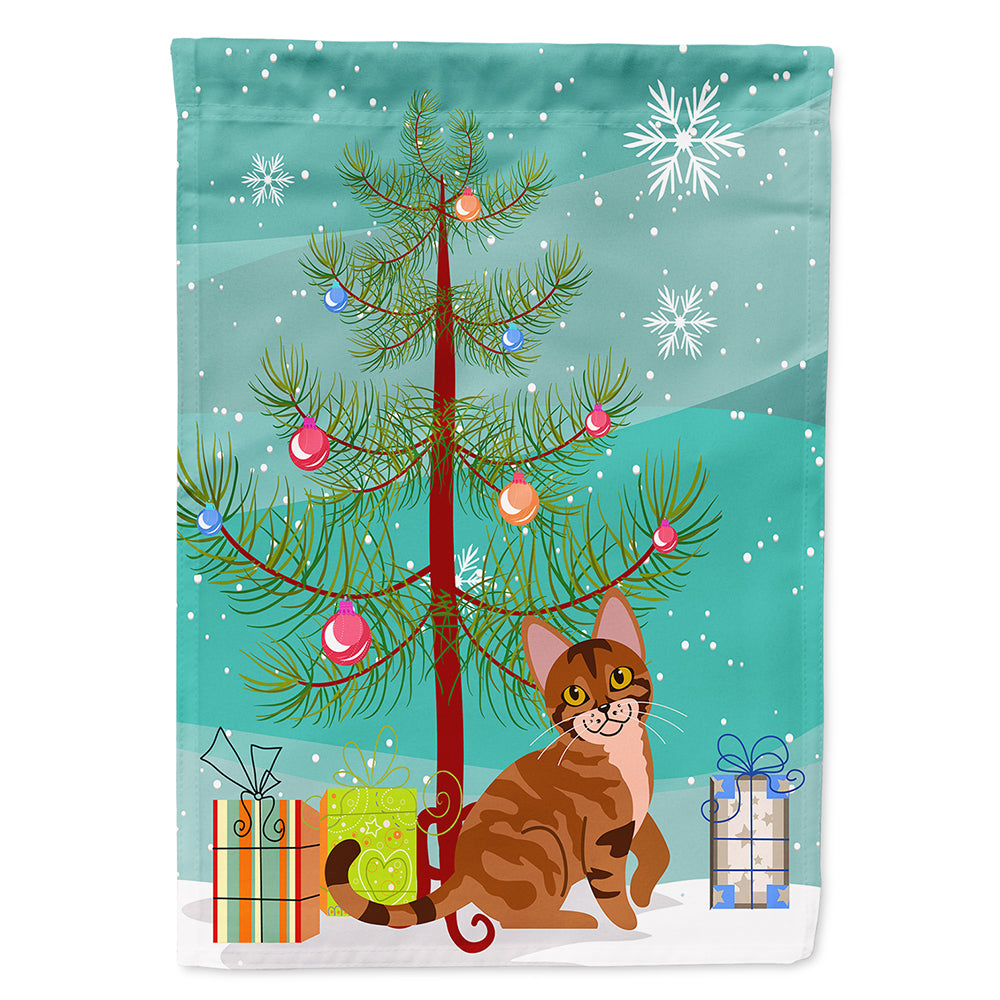 Sokoke Cat Merry Christmas Tree House Flag 28x40 Porch Sleeve Pole Decorative Outside Yard Banner Artwork Wall Hanging, Polyester