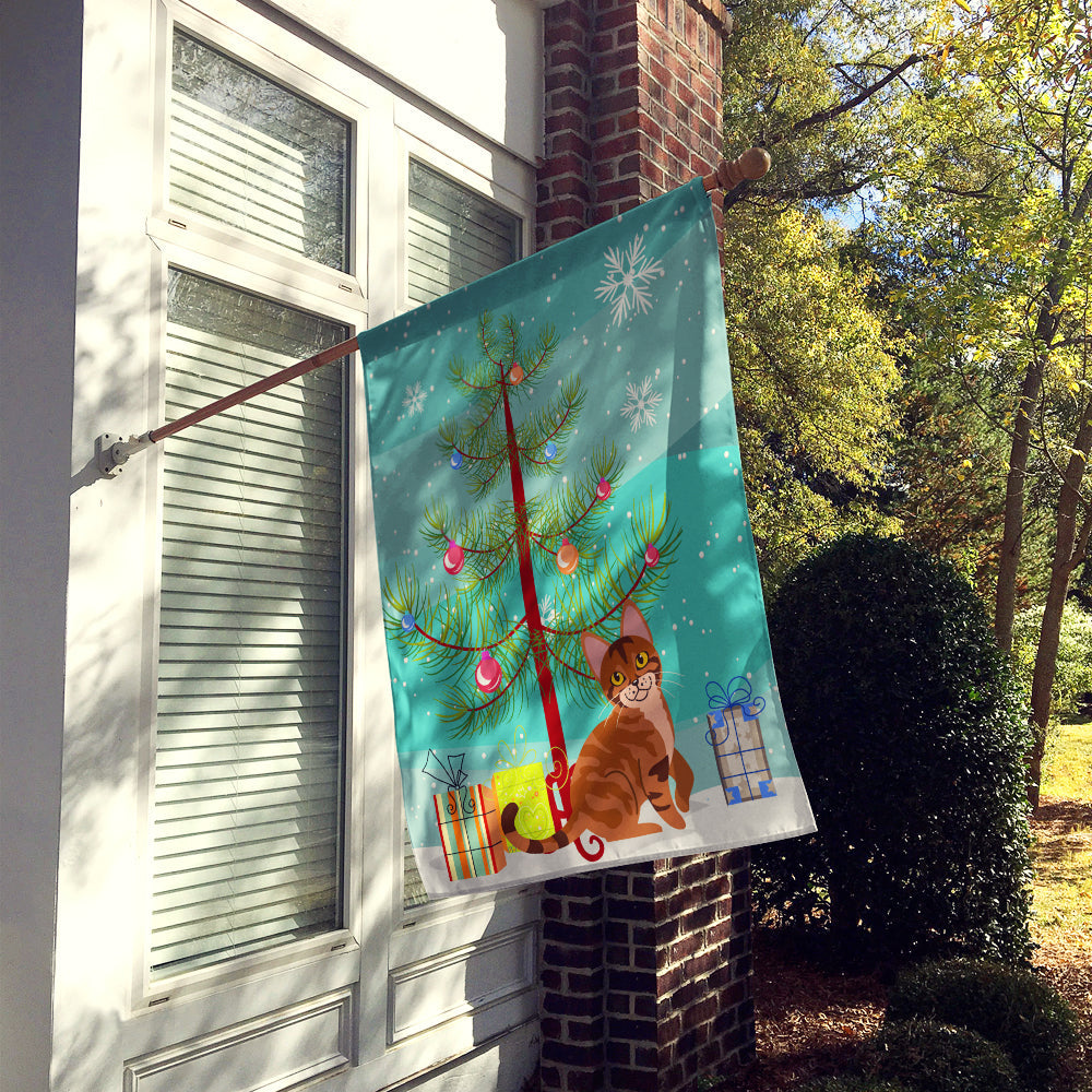 Sokoke Cat Merry Christmas Tree House Flag 28x40 Porch Sleeve Pole Decorative Outside Yard Banner Artwork Wall Hanging, Polyester