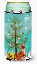 Sokoke Cat Merry Christmas Tree Tall Boy Hugger Can Cooler Sleeve Machine Washable Drink Collapsible Insulator Beverage Insulated Holder