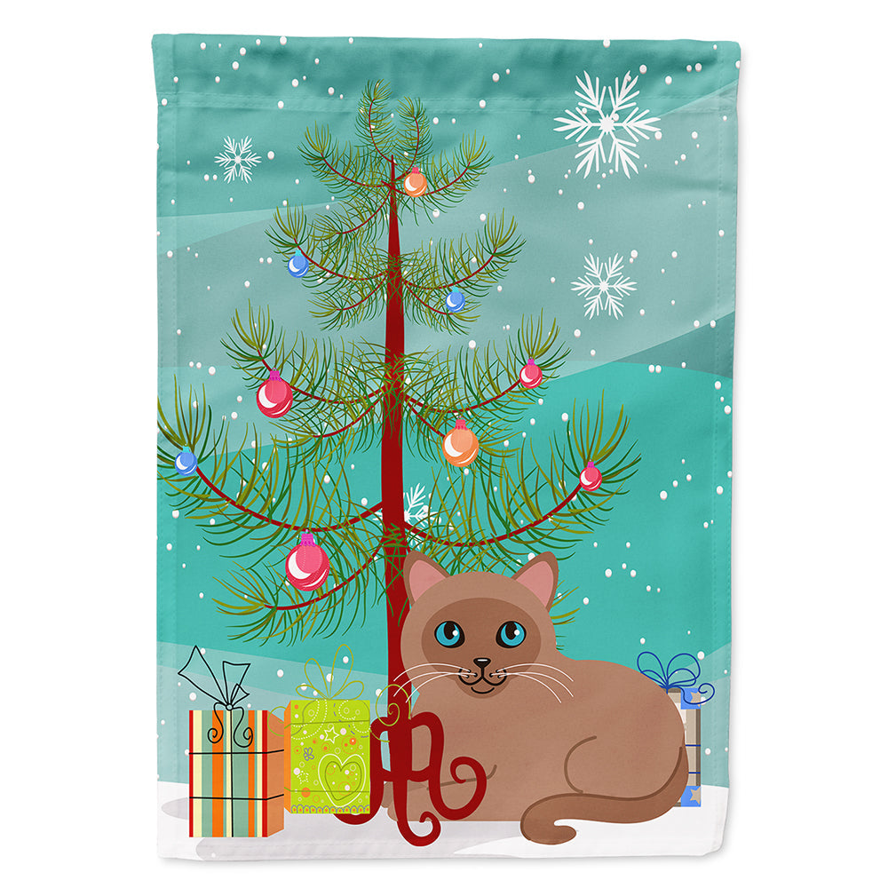 Tonkinese Cat Merry Christmas Tree House Flag 28x40 Porch Sleeve Pole Decorative Outside Yard Banner Artwork Wall Hanging, Polyester