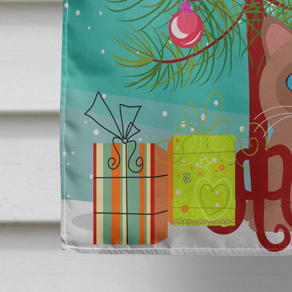 Tonkinese Cat Merry Christmas Tree House Flag 28x40 Porch Sleeve Pole Decorative Outside Yard Banner Artwork Wall Hanging, Polyester