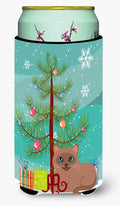 Tonkinese Cat Merry Christmas Tree Tall Boy Hugger Can Cooler Sleeve Machine Washable Drink Collapsible Insulator Beverage Insulated Holder
