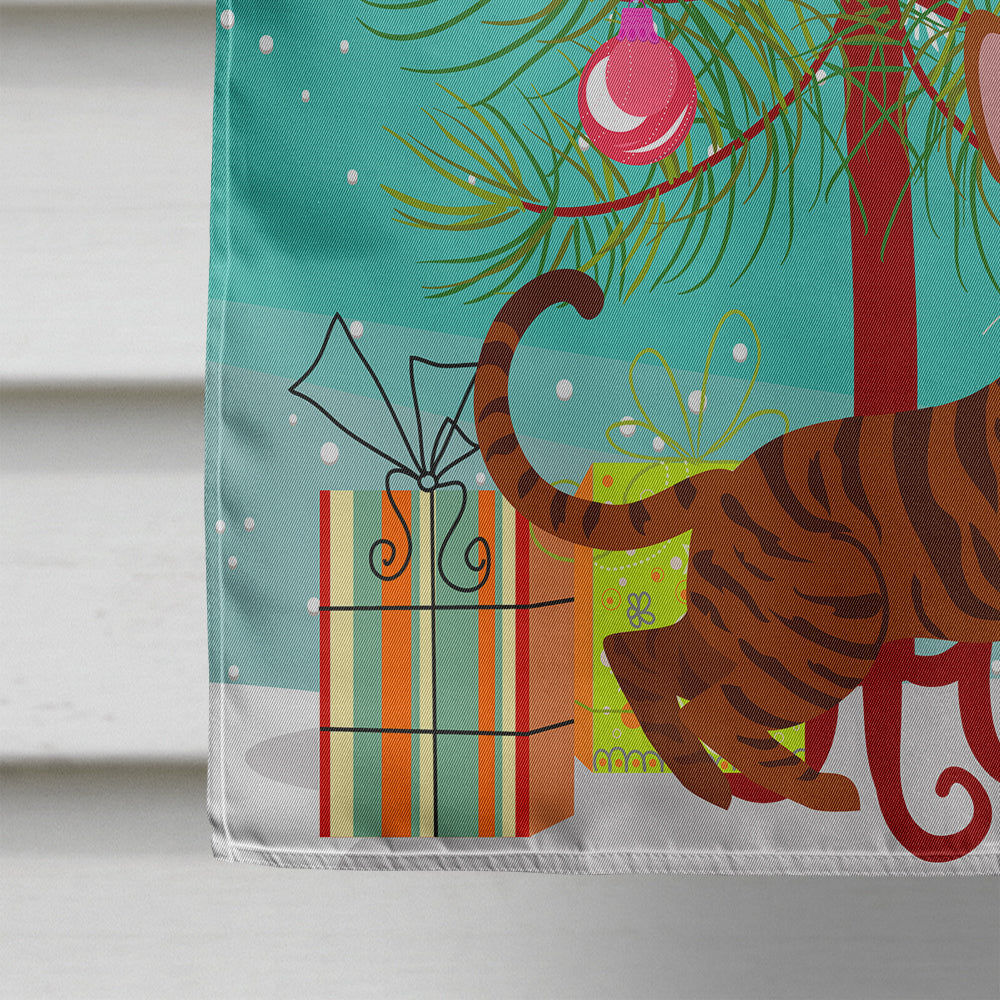 Toyger Cat Merry Christmas Tree House Flag 28x40 Porch Sleeve Pole Decorative Outside Yard Banner Artwork Wall Hanging, Polyester
