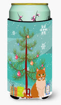 Merry Christmas Tree Ural Rex Cat Tall Boy Hugger Can Cooler Sleeve Machine Washable Drink Collapsible Insulator Beverage Insulated Holder