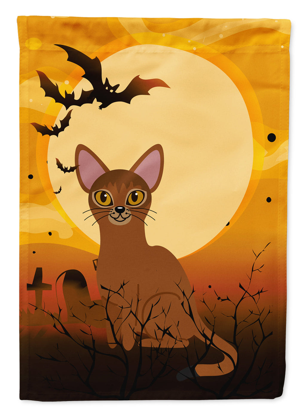 Halloween Abyssinian Cat House Flag 28x40 Porch Sleeve Pole Decorative Outside Yard Banner Artwork Wall Hanging, Polyester