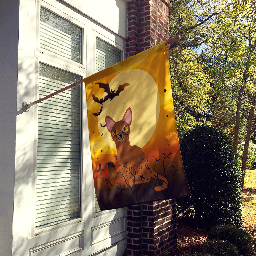 Halloween Abyssinian Cat House Flag 28x40 Porch Sleeve Pole Decorative Outside Yard Banner Artwork Wall Hanging, Polyester