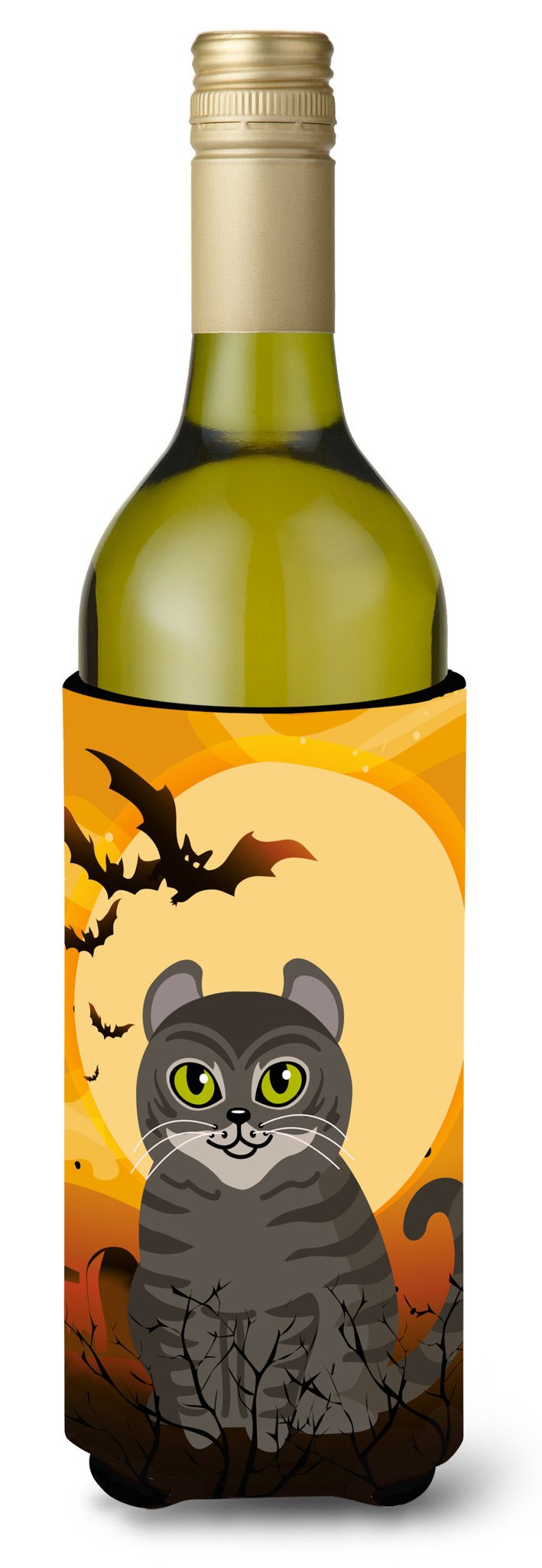 Halloween American Curl Cat Wine Bottle Hugger Gift Sleeve for Standard 750 ml Bottles, Insulated Reusable Also Fits Mini Shot & Pint Bottles