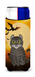 Halloween American Curl Cat Slim Can Hugger , Insulated Foam Hugger for 12 oz Slim Cans, Beer Bottles & Water Bottles, Printed in USA