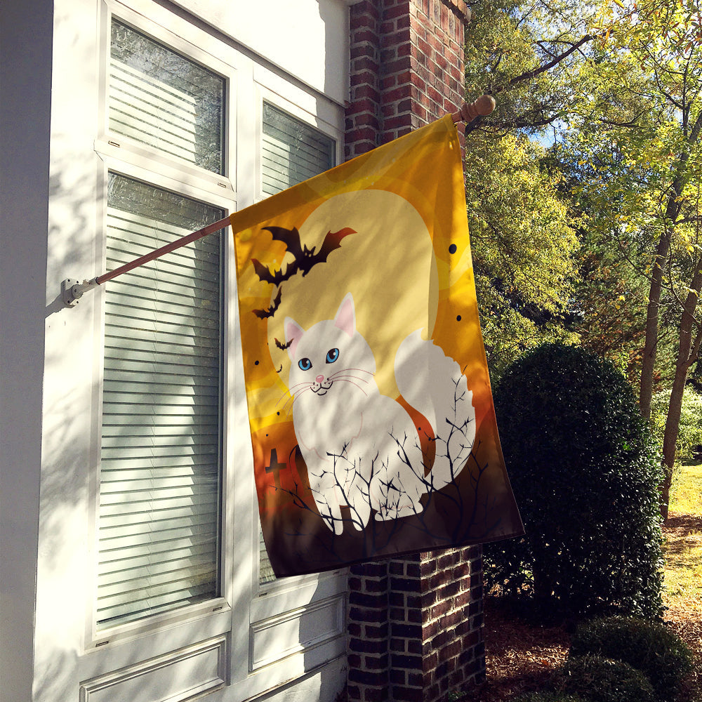 Halloween Turkish Angora Cat House Flag 28x40 Porch Sleeve Pole Decorative Outside Yard Banner Artwork Wall Hanging, Polyester