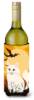 Halloween Turkish Angora Cat Wine Bottle Hugger Gift Sleeve for Standard 750 ml Bottles, Insulated Reusable Also Fits Mini Shot & Pint Bottles