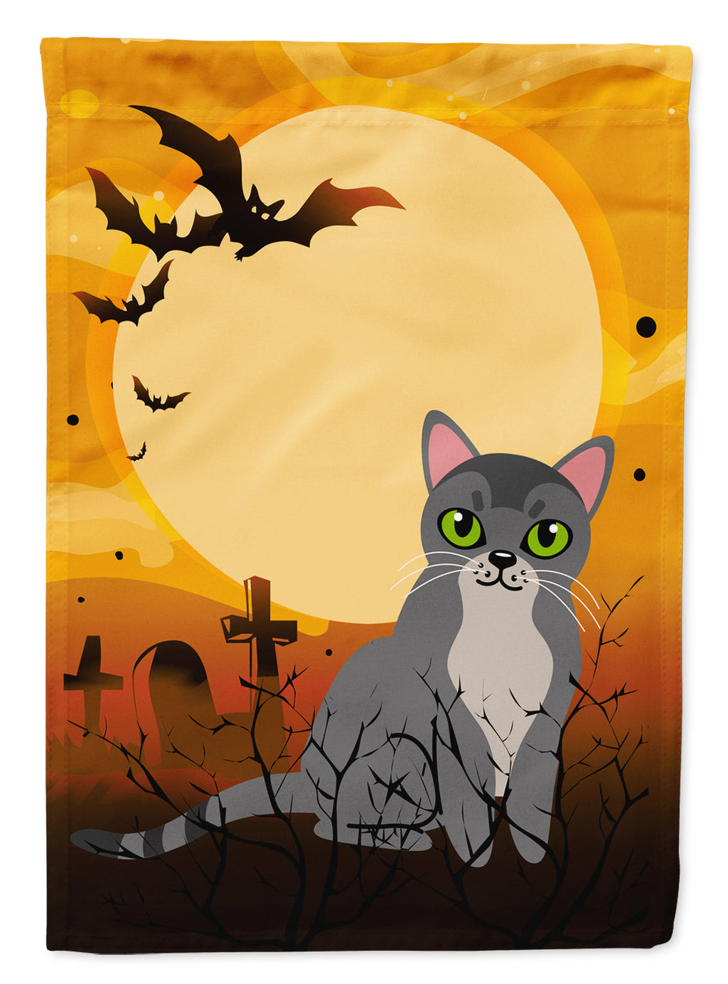 Halloween Asian Cat House Flag 28x40 Porch Sleeve Pole Decorative Outside Yard Banner Artwork Wall Hanging, Polyester