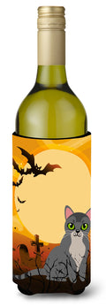 Halloween Asian Cat Wine Bottle Hugger Gift Sleeve for Standard 750 ml Bottles, Insulated Reusable Also Fits Mini Shot & Pint Bottles