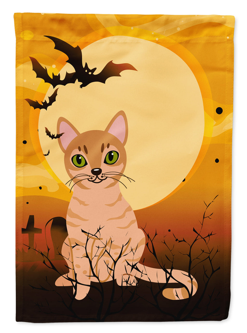 Halloween Australian Mist Cat House Flag 28x40 Porch Sleeve Pole Decorative Outside Yard Banner Artwork Wall Hanging, Polyester