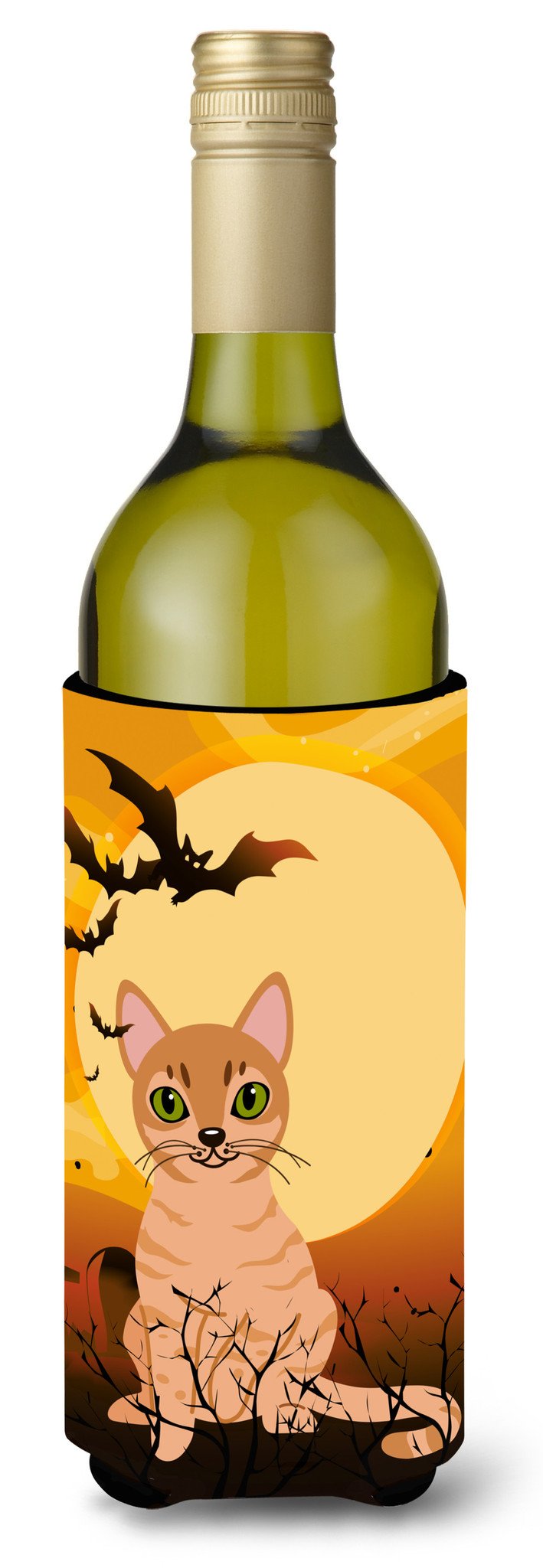 Halloween Australian Mist Cat Wine Bottle Hugger Gift Sleeve for Standard 750 ml Bottles, Insulated Reusable Also Fits Mini Shot & Pint Bottles