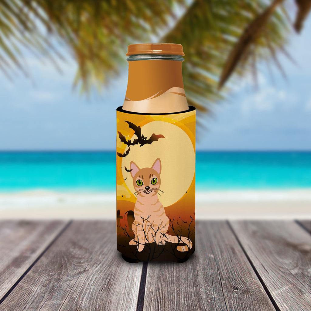 Halloween Australian Mist Cat Slim Can Hugger , Insulated Foam Hugger for 12 oz Slim Cans, Beer Bottles & Water Bottles, Printed in USA