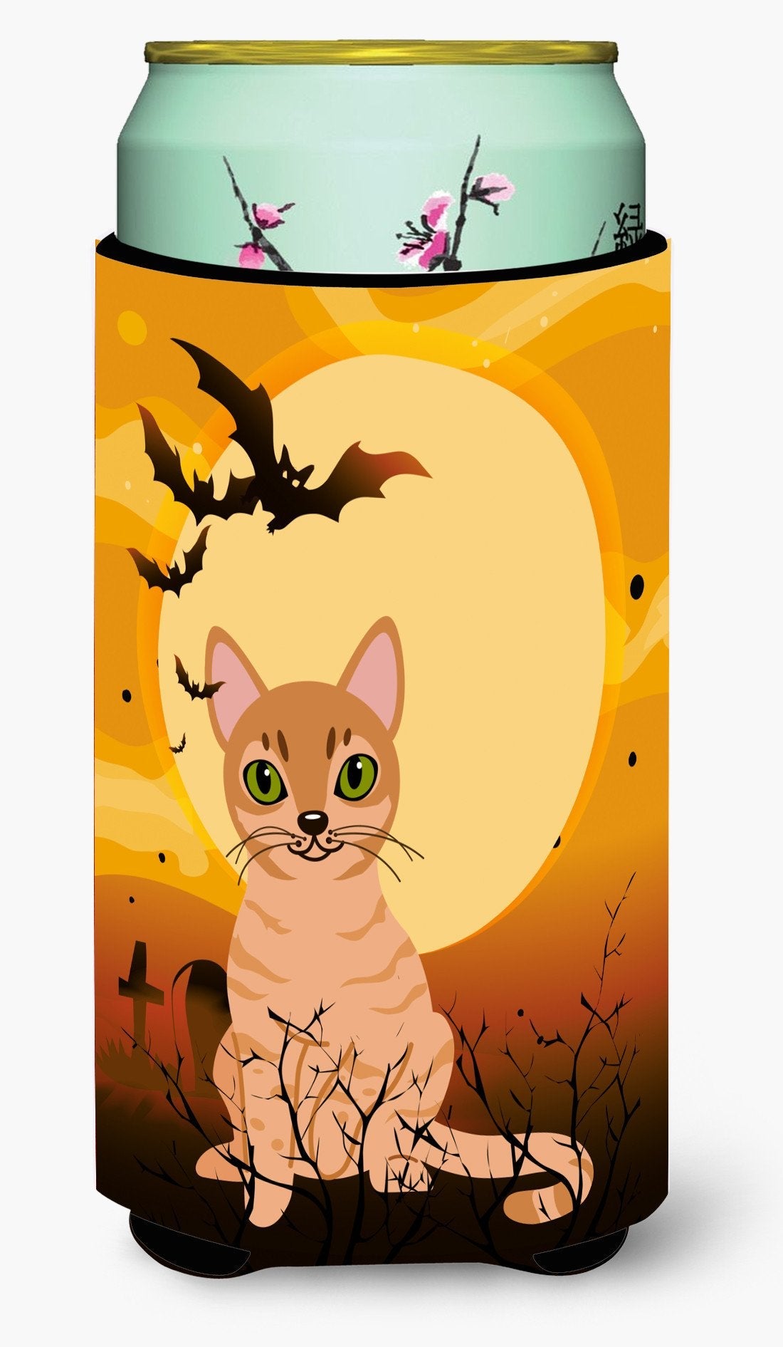 Halloween Australian Mist Cat Tall Boy Hugger Can Cooler Sleeve Machine Washable Drink Collapsible Insulator Beverage Insulated Holder