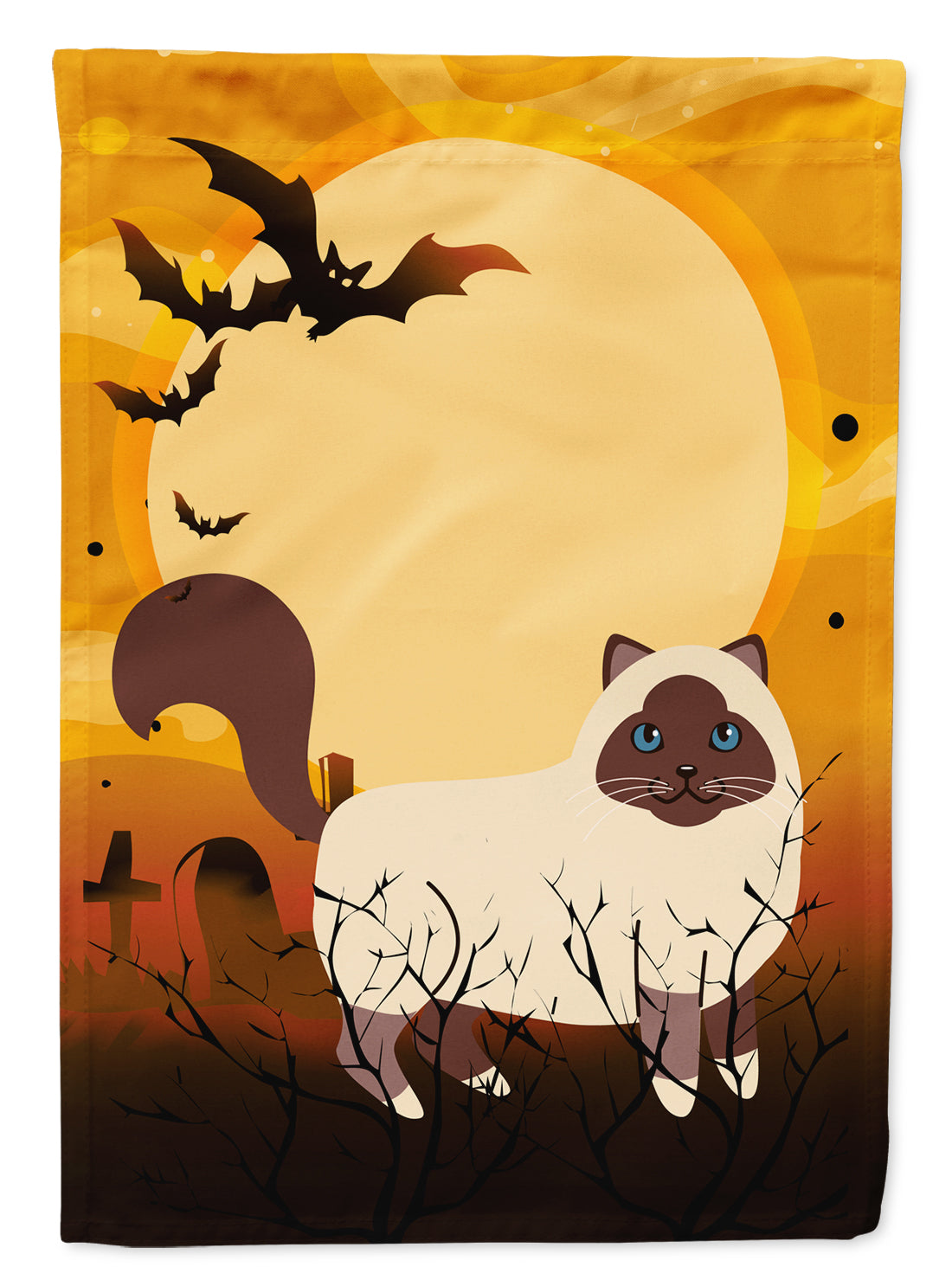 Halloween Birman Cat House Flag 28x40 Porch Sleeve Pole Decorative Outside Yard Banner Artwork Wall Hanging, Polyester