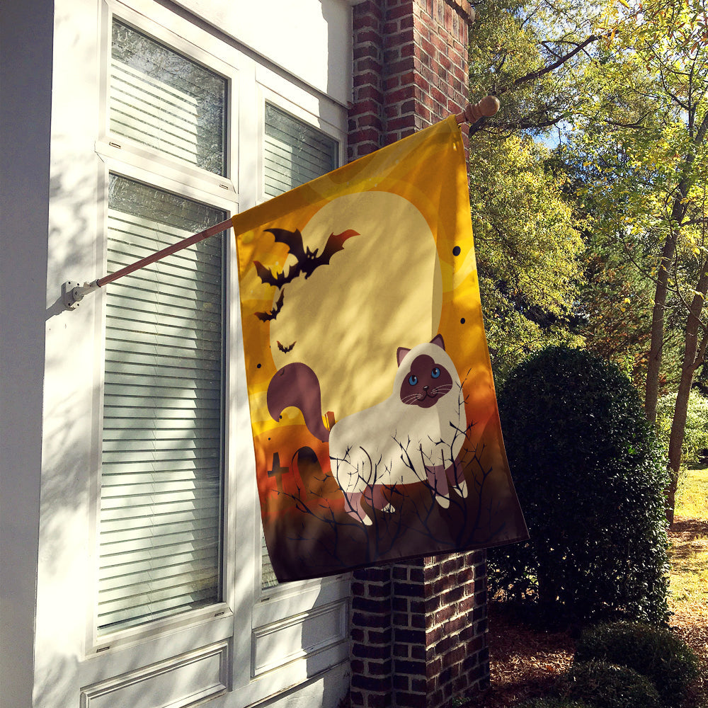 Halloween Birman Cat House Flag 28x40 Porch Sleeve Pole Decorative Outside Yard Banner Artwork Wall Hanging, Polyester