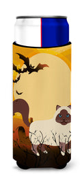 Halloween Birman Cat Slim Can Hugger , Insulated Foam Hugger for 12 oz Slim Cans, Beer Bottles & Water Bottles, Printed in USA