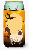 Halloween Birman Cat Tall Boy Hugger Can Cooler Sleeve Machine Washable Drink Collapsible Insulator Beverage Insulated Holder