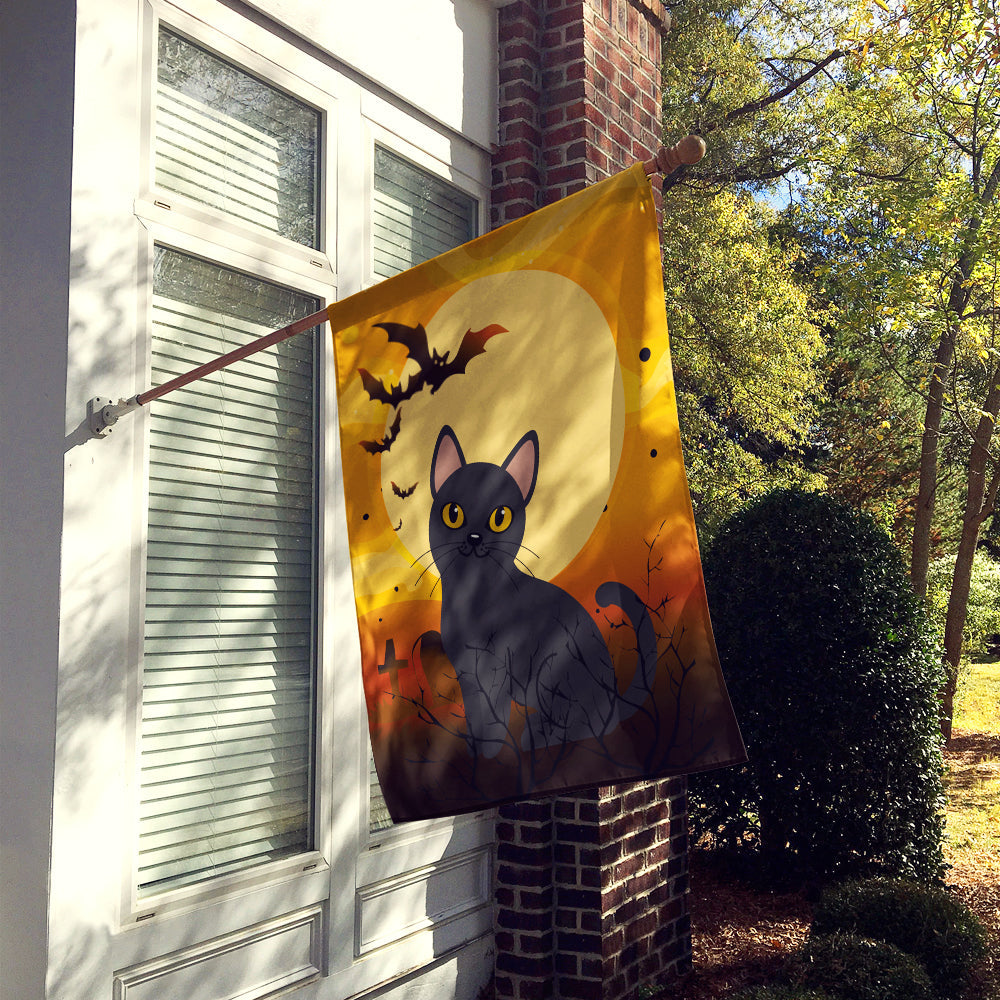 Halloween Bombay Cat House Flag 28x40 Porch Sleeve Pole Decorative Outside Yard Banner Artwork Wall Hanging, Polyester