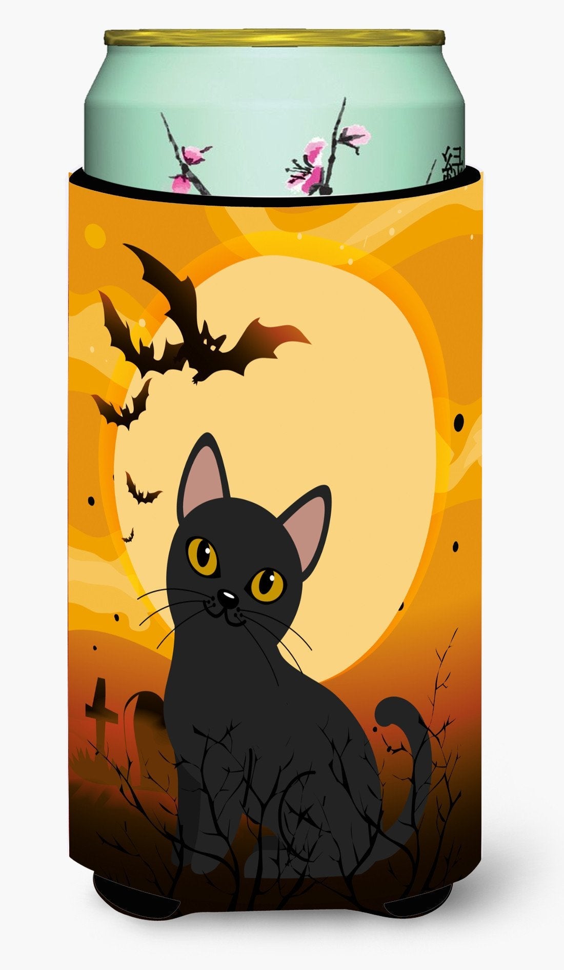Halloween Bombay Cat Tall Boy Hugger Can Cooler Sleeve Machine Washable Drink Collapsible Insulator Beverage Insulated Holder