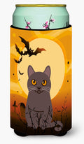 Halloween Chartreux Cat Tall Boy Hugger Can Cooler Sleeve Machine Washable Drink Collapsible Insulator Beverage Insulated Holder