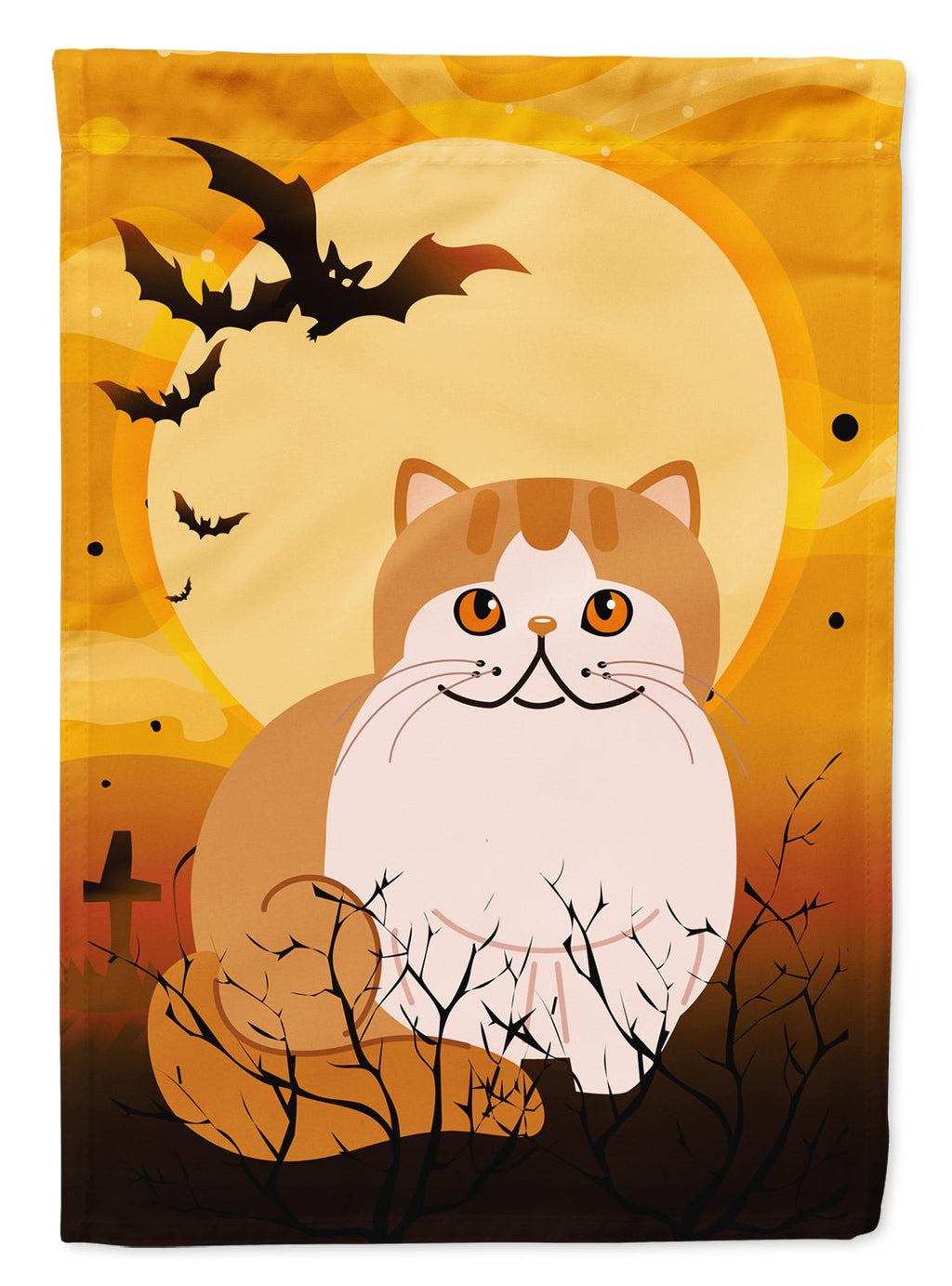 Halloween Exotic Shorthair Cat House Flag 28x40 Porch Sleeve Pole Decorative Outside Yard Banner Artwork Wall Hanging, Polyester